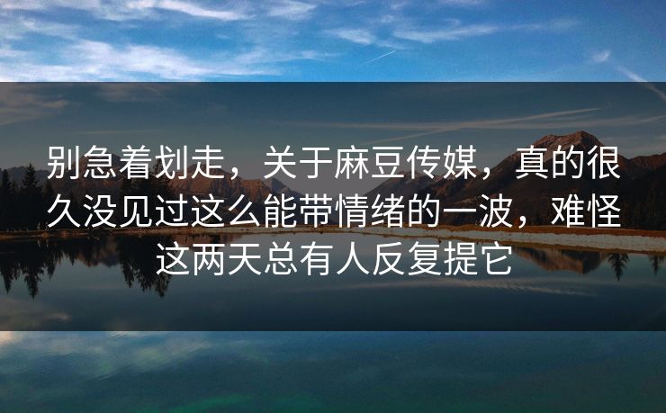 别急着划走，关于麻豆传媒，真的很久没见过这么能带情绪的一波，难怪这两天总有人反复提它  第1张