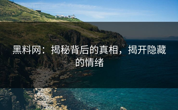 黑料网:揭秘背后的真相,揭开隐藏的情绪 第1张 黑料网:揭秘背后的真相,揭开隐藏的情绪 第1张