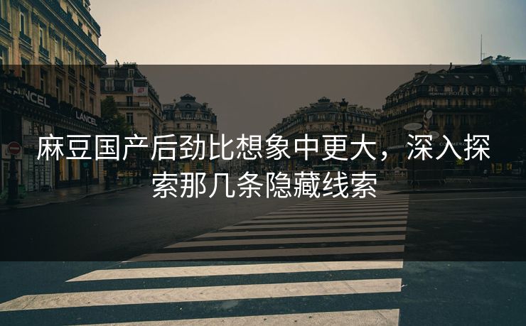 麻豆国产后劲比想象中更大，深入探索那几条隐藏线索  第1张