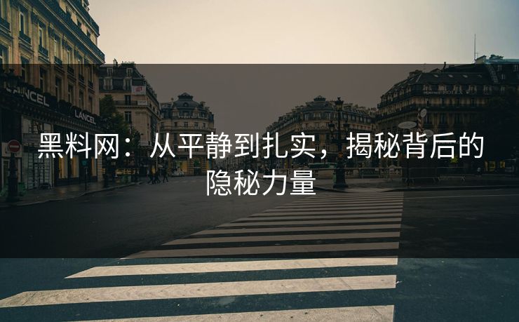 黑料网:从平静到扎实,揭秘背后的隐秘力量 第1张 黑料网:从平静到扎实,揭秘背后的隐秘力量 第1张