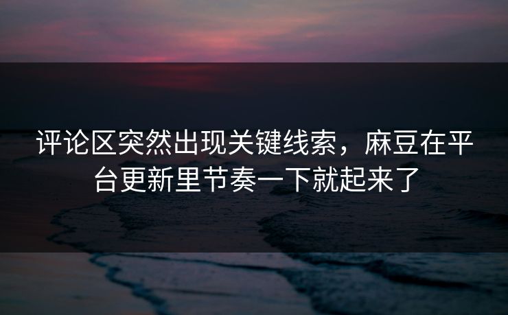 评论区突然出现关键线索，麻豆在平台更新里节奏一下就起来了  第1张