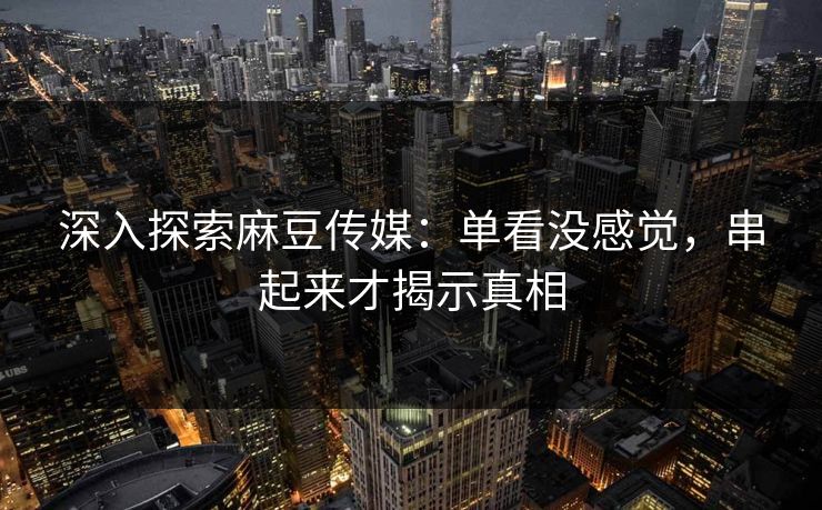 深入探索麻豆传媒：单看没感觉，串起来才揭示真相  第1张