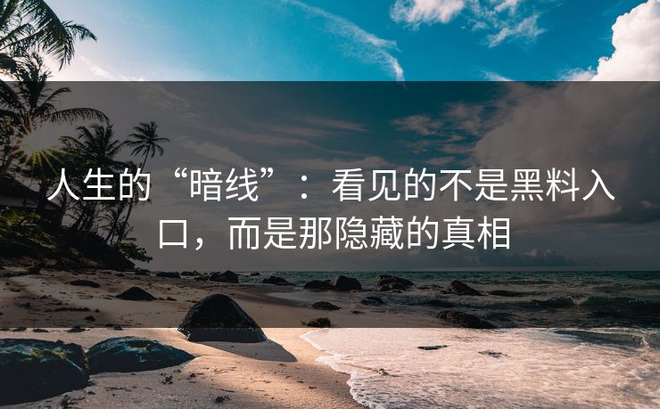 人生的“暗线”：看见的不是黑料入口，而是那隐藏的真相  第1张